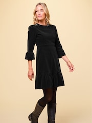 Aspiga Black 100% Cotton Victoria Mini Stretch Corduroy Dress - Image 5 of 7