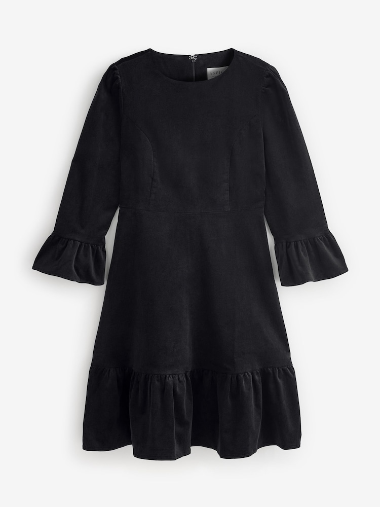 Aspiga Black 100% Cotton Victoria Mini Stretch Corduroy Dress - Image 7 of 7