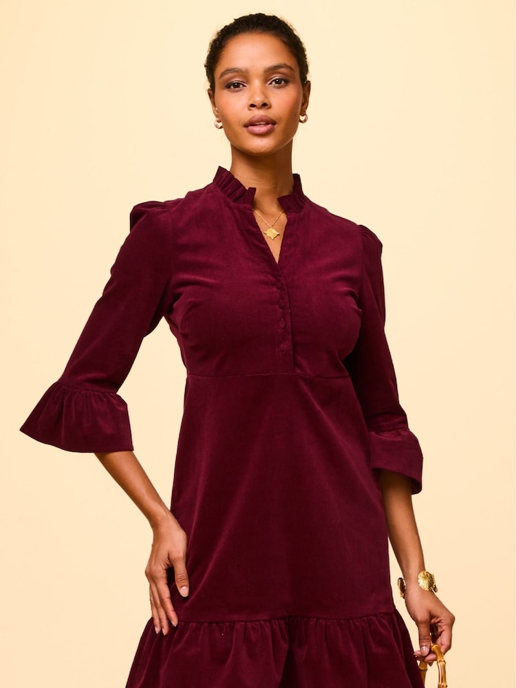 Aspiga Red 100% Cotton Percy Short Stretch Corduroy Dress - Image 1 of 7 Aspiga Red 100% Cotton Percy Short Stretch Corduroy Dress - Image 1 of 7