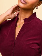 Aspiga Red 100% Cotton Percy Short Stretch Corduroy Dress - Image 3 of 7