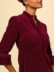 Aspiga Red 100% Cotton Percy Short Stretch Corduroy Dress - Image 4 of 7