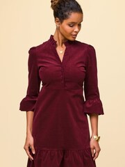 Aspiga Red 100% Cotton Percy Short Stretch Corduroy Dress - Image 5 of 7