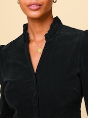 Aspiga Black 100% Cotton Percy Midi Stretch Corduroy Dress - Image 2 of 5