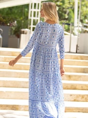 Aspiga Blue Mykonos 100% Cotton Maxi Dress - Image 2 of 5