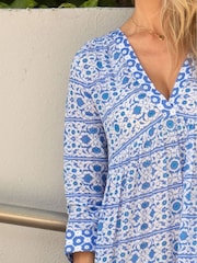 Aspiga Blue Mykonos 100% Cotton Maxi Dress - Image 4 of 5