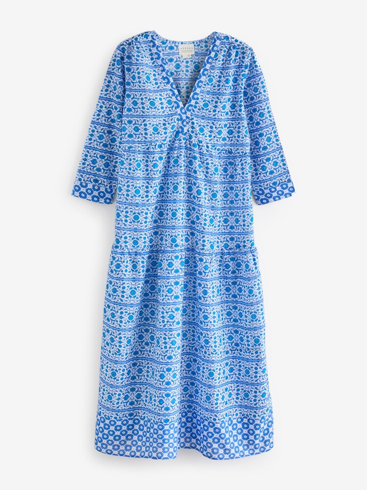 Aspiga Blue Mykonos 100% Cotton Maxi Dress - Image 5 of 5