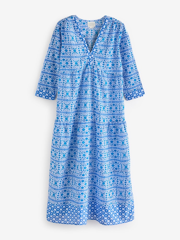 Aspiga Blue Mykonos 100% Cotton Maxi Dress - Image 5 of 5 Aspiga Blue Mykonos 100% Cotton Maxi Dress - Image 5 of 5