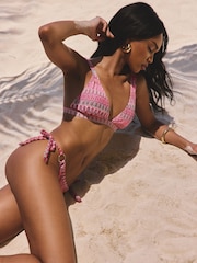 Lipsy Pink Crochet Style Bikini Top - Image 3 of 5