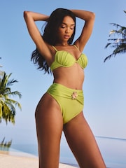 Lipsy Green Ruched Bikini Top - Image 2 of 4