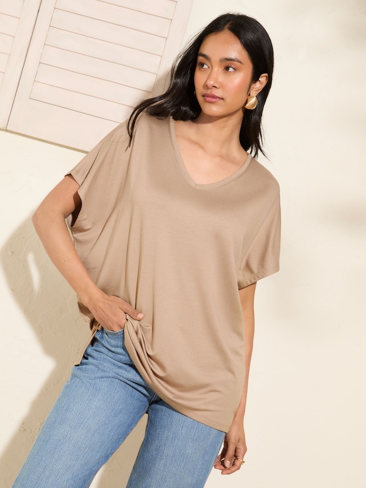 Friends Like These Mocha Brown Short Sleeve Tunic - Image 1 of 4