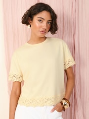 Friends Like These Yellow Lace Trim T-Shirt - Image 1 of 4