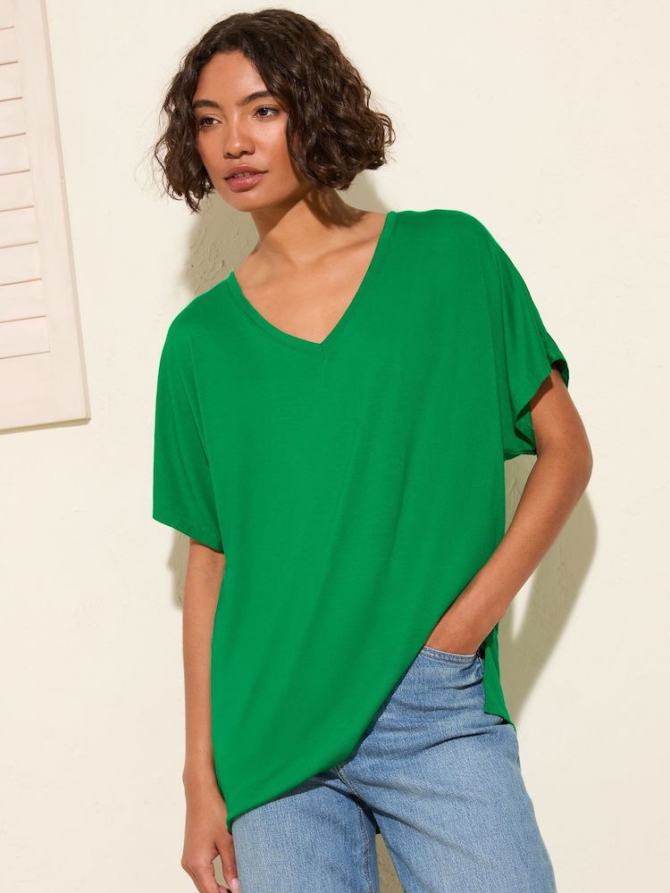 Friends Like These Green Short Sleeve Square Neck Top With Ric Rac Trim - Image 1 of 4