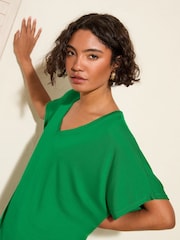 Friends Like These Green Short Sleeve Square Neck Top With Ric Rac Trim - Image 2 of 4