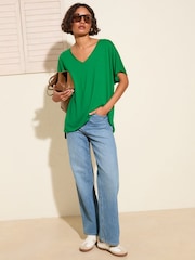 Friends Like These Green Short Sleeve Square Neck Top With Ric Rac Trim - Image 3 of 4
