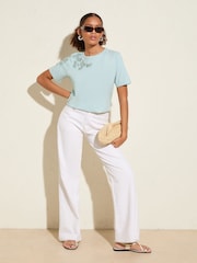 Friends Like These Pale Blue Floral Embellished 100% Cotton T-Shirt - Image 3 of 4