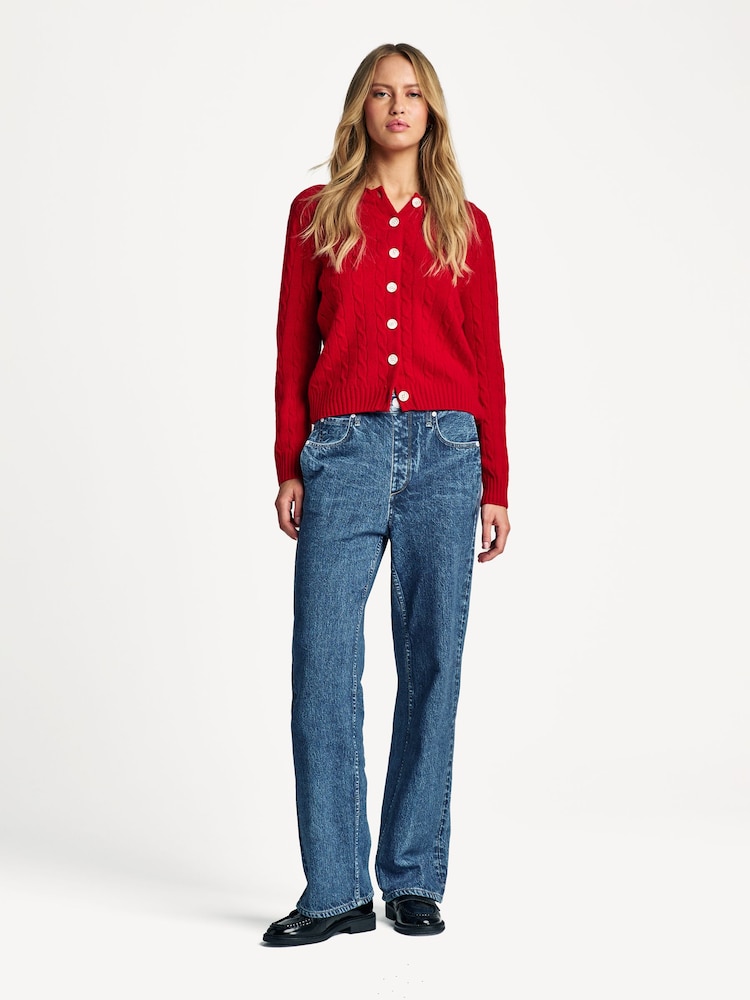 Rag & Bone Blue Miramar Fleece Terry Wide Leg High Rise Jeans - Image 1 of 6