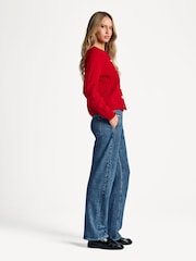 Rag & Bone Blue Miramar Fleece Terry Wide Leg High Rise Jeans - Image 3 of 6
