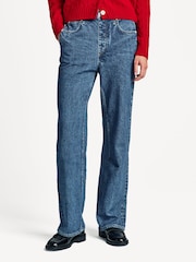 Rag & Bone Blue Miramar Fleece Terry Wide Leg High Rise Jeans - Image 4 of 6