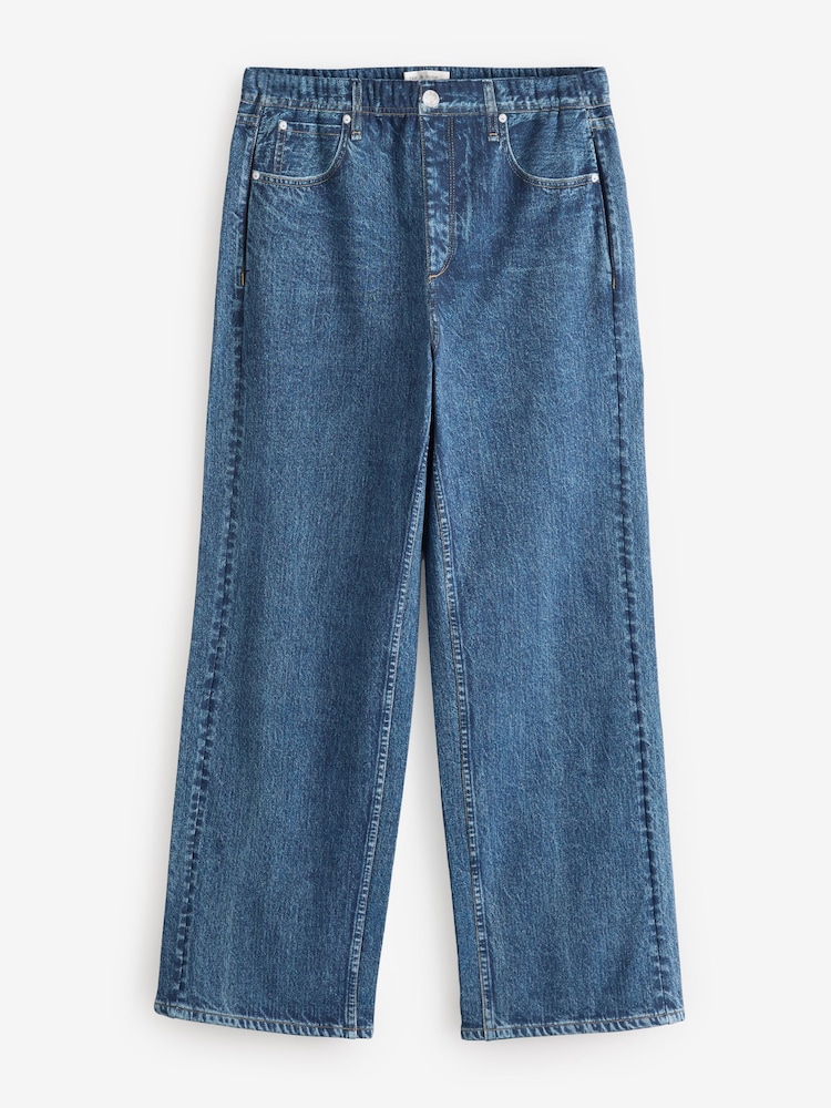 Rag & Bone Blue Miramar Fleece Terry Wide Leg High Rise Jeans - Image 6 of 6