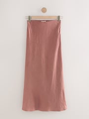 Pink - N.Premium Satin Midi Skirt with Linen - Bild 1 von 3