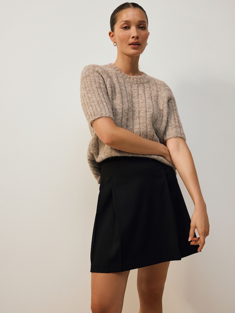 Black Mini Pleated Skirt - Image 1 of 7 Black Mini Pleated Skirt - Image 1 of 7