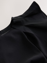 Black Ruched Short Sleeve Midi Dress - Image 2 of 3