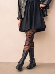 Black Zebra Pattern Tights - Image 1 of 4
