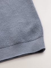 Синий - 100% Cotton Short Sleeve Knitted Popper Polo Shirt (3-16yrs) - Изображение 2 из 4