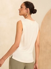 Love & Roses White Ecru Floral Satin Front Jersey Back Vest - Image 2 of 4