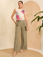 Love & Roses White Ecru Floral Satin Front Jersey Back Vest - Image 4 of 4