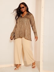Friends Like These Brown Animal Curves Printed Dip Back Shirt - Image 3 of 8