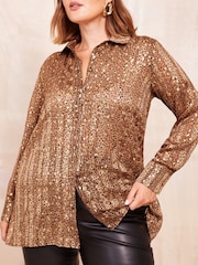 Friends Like These Brown Animal Curves Printed Dip Back Shirt - Image 7 of 8
