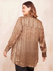 Friends Like These Brown Animal Curves Printed Dip Back Shirt - Image 8 of 8