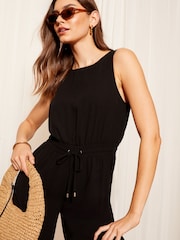 Friends Like These Black Sleeveless Tie Waist Tailored Jumpsuit - Image 3 of 4