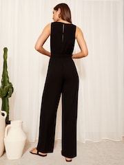 Friends Like These Black Sleeveless Tie Waist Tailored Jumpsuit - Image 4 of 4