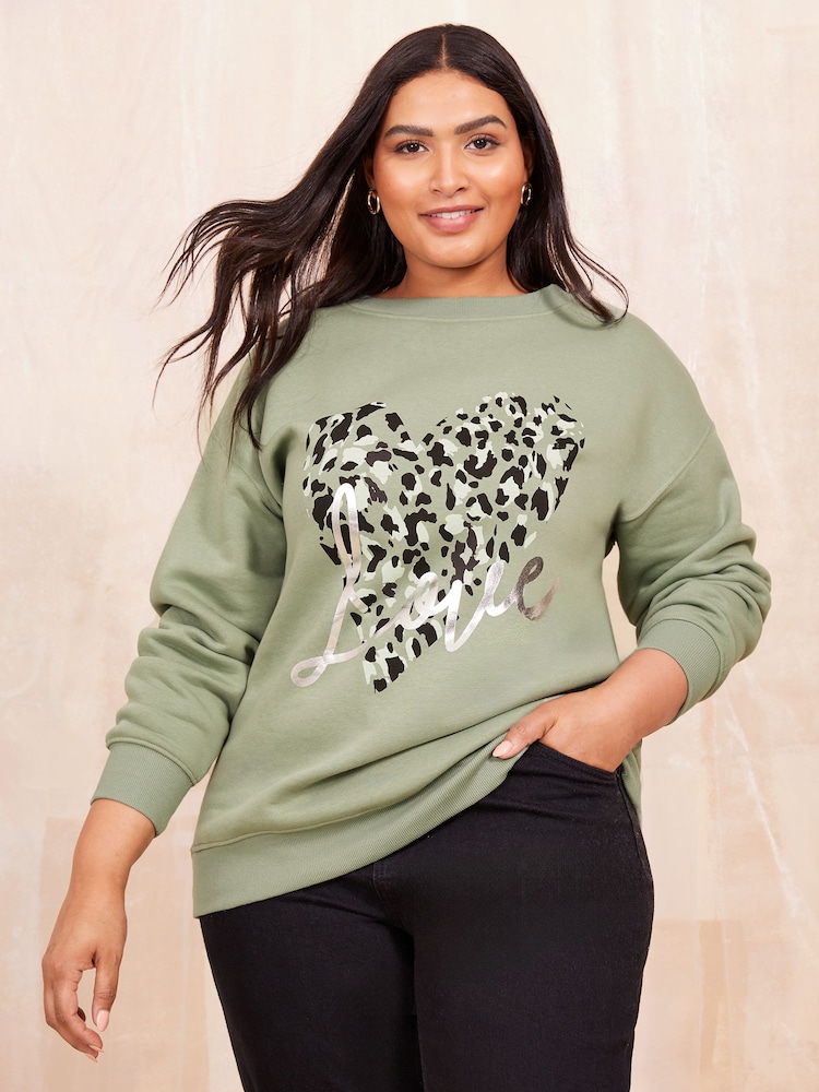 Friends Like These Green Love Heart Jersey Sweatshirt - Image 1 of 4