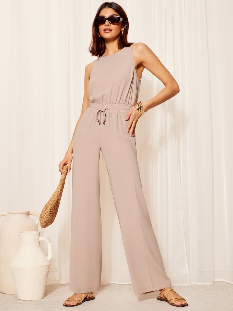 Friends Like These Pink Sleeveless Tie Waist Tailored Jumpsuit - Image 2 of 8