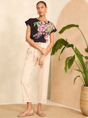 Love & Roses Black Floral Crew Neck Jersey T-Shirt - Image 3 of 4