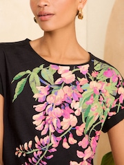 Love & Roses Black Floral Crew Neck Jersey T-Shirt - Image 4 of 4