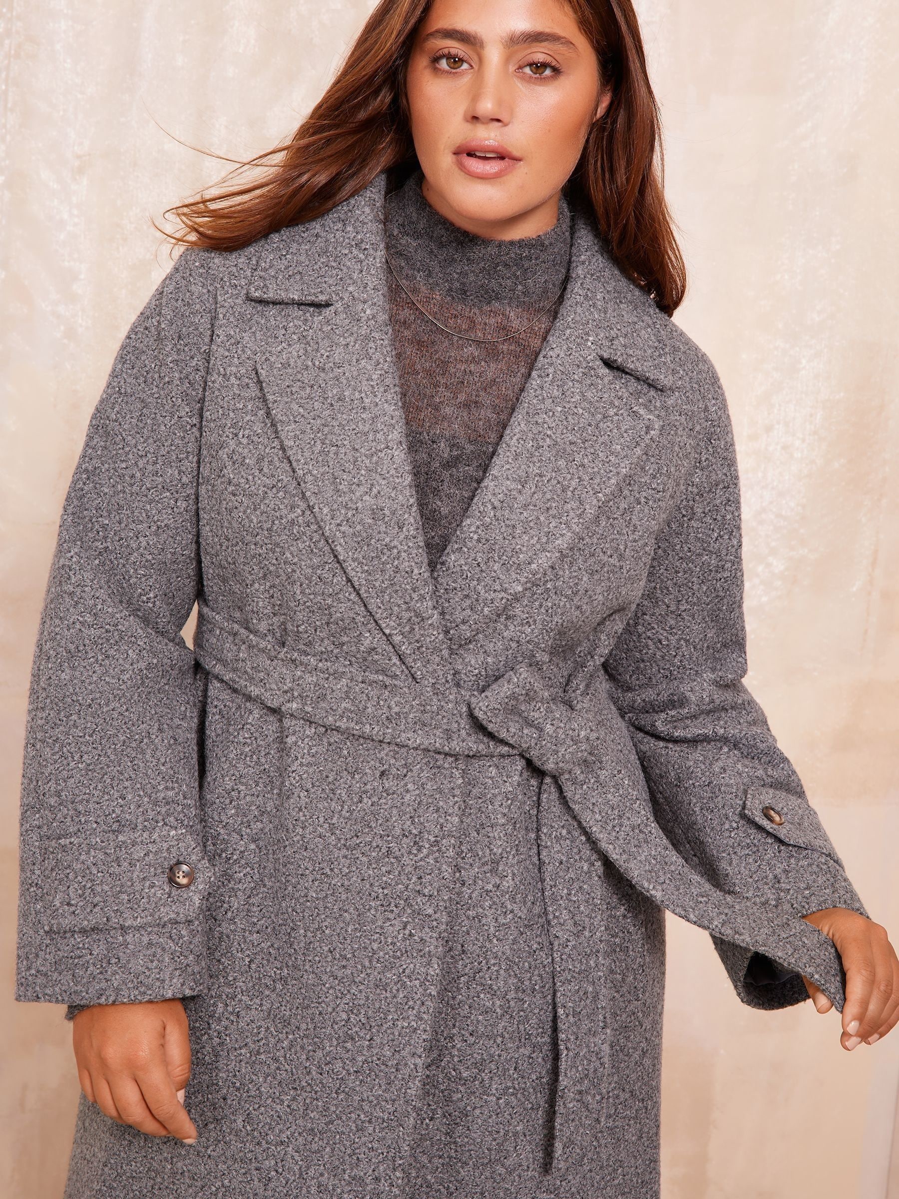 Buy Friends Like These Grey Curve Belted Wrap Coat from the Next
