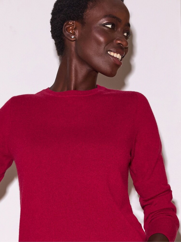 Pure Collection Red Pure Cashmere Crew Neck Jumper - Image 3 of 3