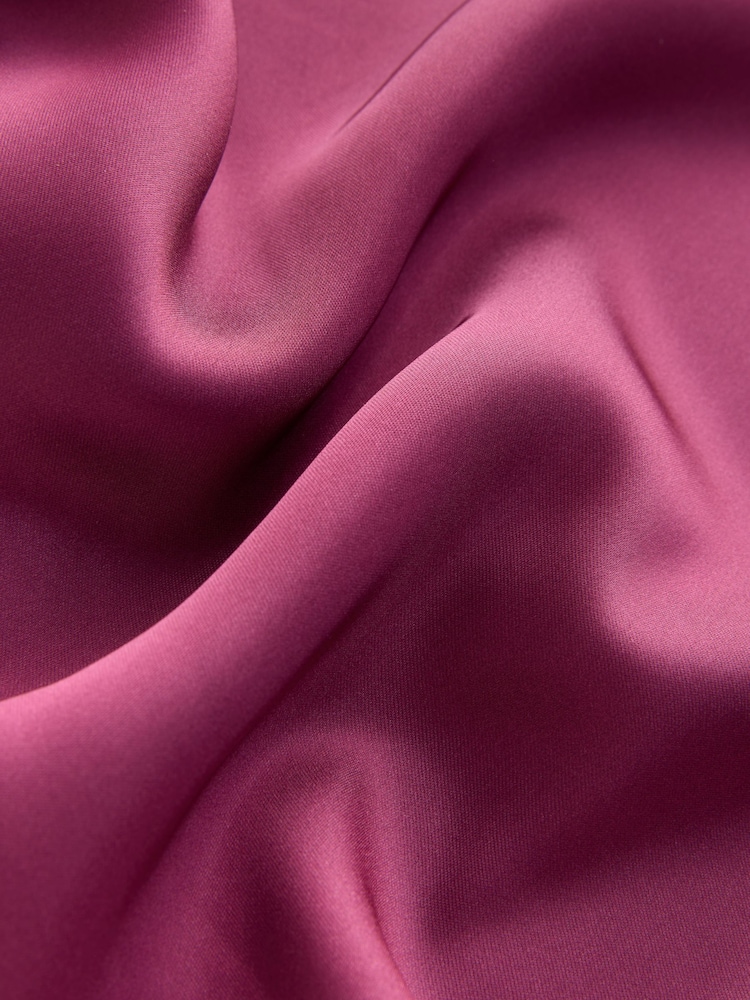 Burgundy Red Satin Midi Skirt - Image 2 of 3