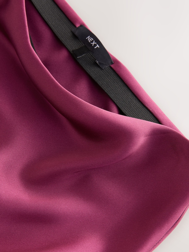 Burgundy Red Satin Midi Skirt - Image 3 of 3