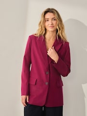 Berry Red Soft Touch Single Breasted Blazer - Image 4 of 8