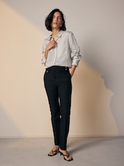 Black Button Detail Skinny Tailored Trousers - Image 1 of 6