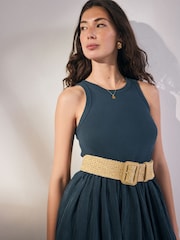 Natural/Gold Wide Raffia Belt - Image 3 of 7
