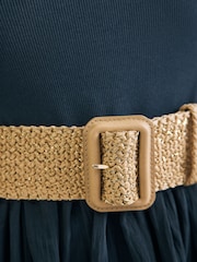 Natural/Gold Wide Raffia Belt - Image 4 of 7