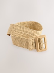 Natural/Gold Wide Raffia Belt - Image 6 of 7