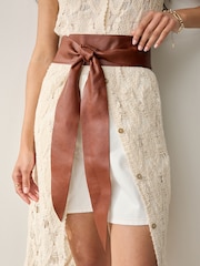 Tostado - Knot Detail Wide Leather Belt - Imagen 1 de 6