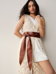 Tostado - Knot Detail Wide Leather Belt - Imagen 2 de 6